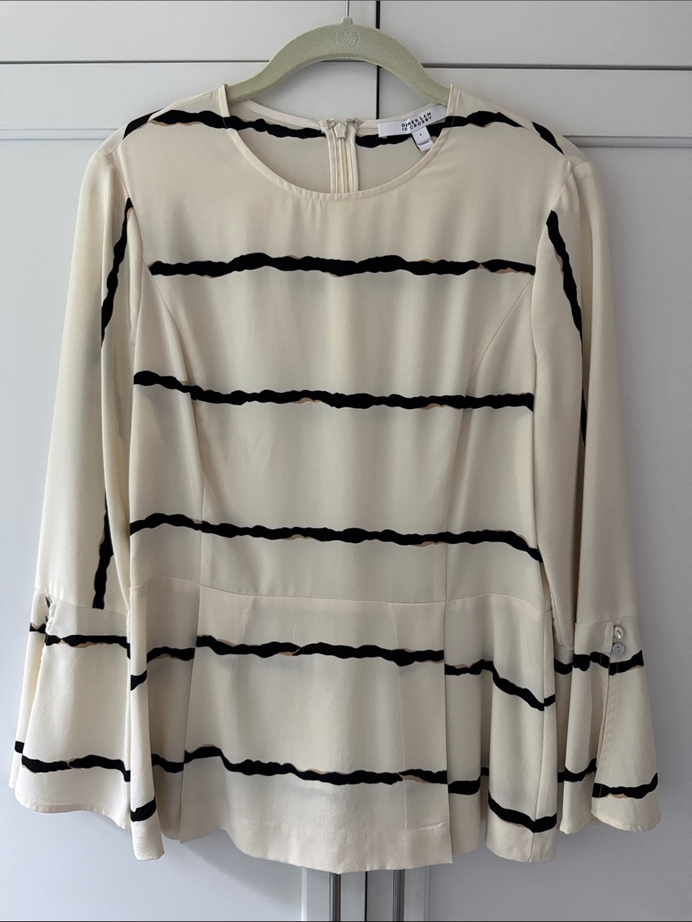 Derek Lam Cream Blouse with Black Striped Detail